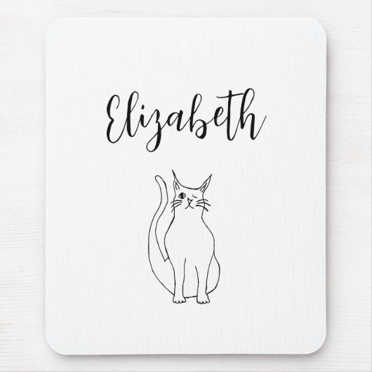 Niedlich Cat Schwarz-weißer Cartoon Winking Kitty Mousepad (Vorne)