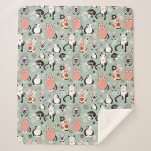 Niedlich Cat Sherpa Fleece Blanket Sherpadecke