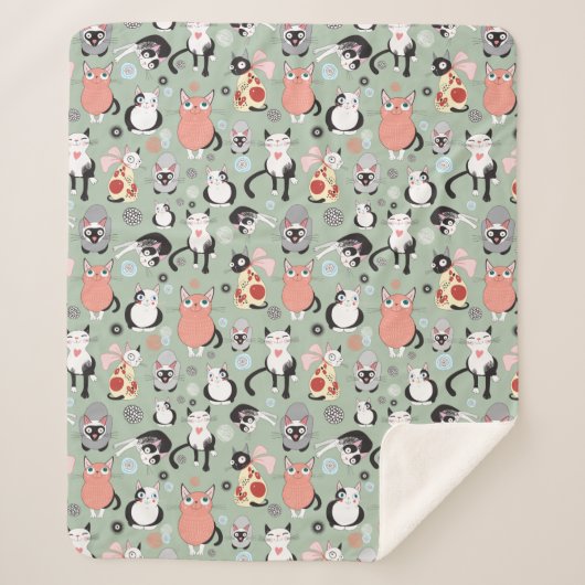 Niedlich Cat Sherpa Fleece Blanket Sherpadecke (Vorderseite)