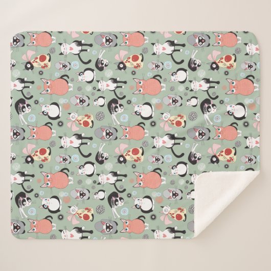 Niedlich Cat Sherpa Fleece Blanket Sherpadecke (Vorderseite (Horizontal))