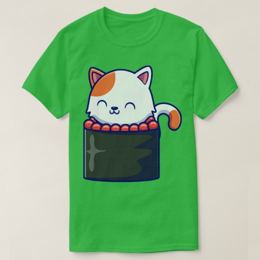 Niedlich Cat Sushi Cartoon T-Shirt (Design vorne)
