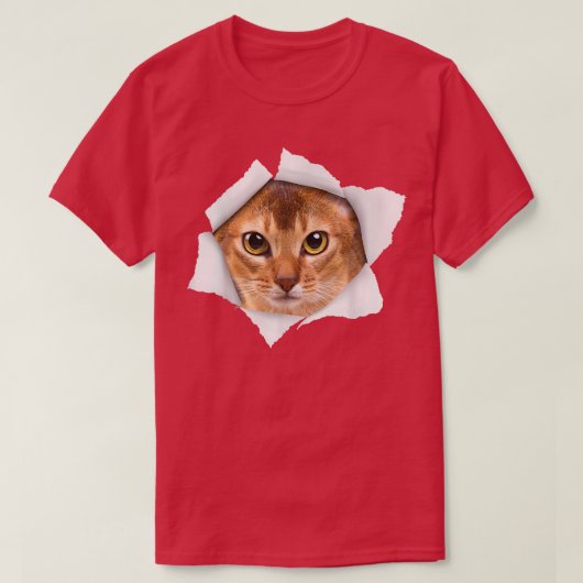 Niedlich Cat Torn Abyssinian Cat T-Shirt (Design vorne)