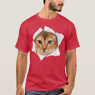 Niedlich Cat Torn Abyssinian Cat  T-Shirt