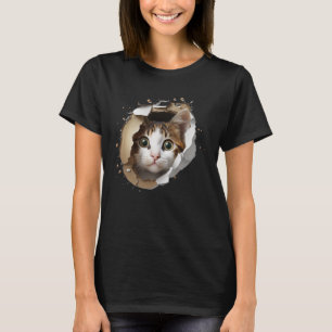 Niedlich Cat Torn Hole T-Shirt