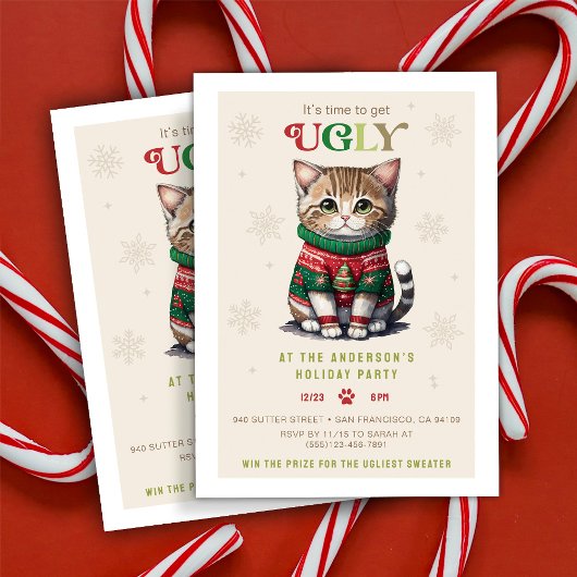 Niedlich Cat Ugly Sweater Party Einladung