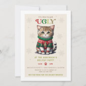 Niedlich Cat Ugly Sweater Party Einladung (Vorderseite)