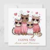 Niedlich Cat Valentine's day Card Cat Mama Rosa Karte (Vorderseite)