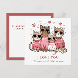 Niedlich Cat Valentine's day Card Cat Mama Rosa Karte