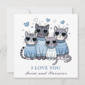 Niedlich Cat Valentine's day Card Cat Vater Blau Karte (Vorderseite)