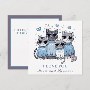 Niedlich Cat Valentine's day Card Cat Vater Blau Karte