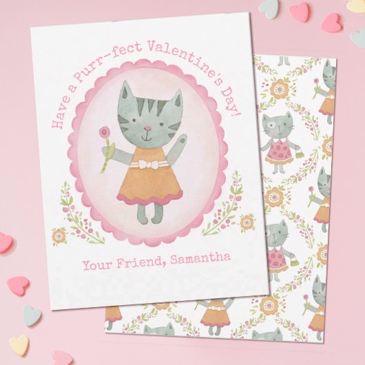 Niedlich Cat Valentinstag Card Mitteilungskarte