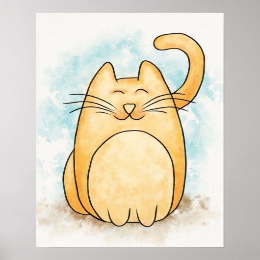 Niedlich Cat Watercolor Poster (Vorne)