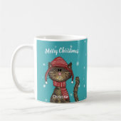 Niedlich Cat Weihnachts-Cartoon Personalisiert Kaffeetasse (Links)