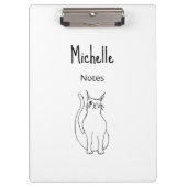 Niedlich Cat Winking Kitty Cartoon Schwarz-weiß Klemmbrett (Vorderseite)