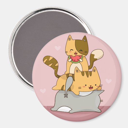 Niedlich Cats Magnet (Vorderseite/Rückseite)