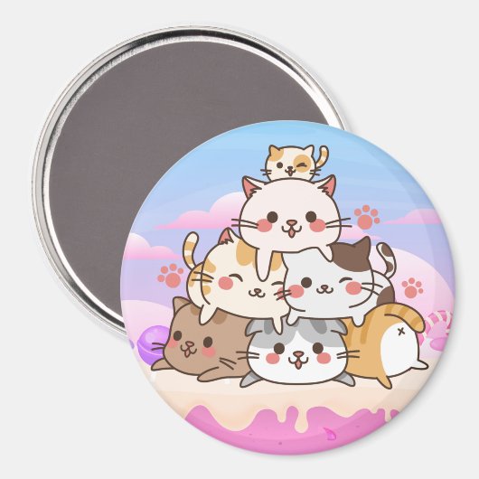 Niedlich Cats Magnet (Vorderseite/Rückseite)