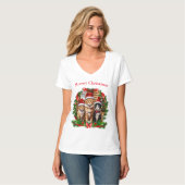 Niedlich Cats Weihnachtsfeiertage T - Shirt (Vorderseite Vollansicht)
