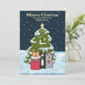 Niedlich Cats Weihnachtslieder Weihnachtsfeier Einladung (Stehend Vorderseite)