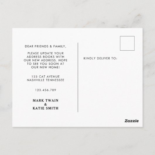 Niedlich Cats Zuhause Sweet Zuhause Moving Ankündi Postkarte (Rückseite)