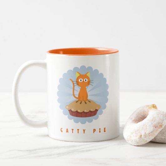 Niedlich Catty Pie Cat Lover Zweifarbige Tasse (Mit Donut)