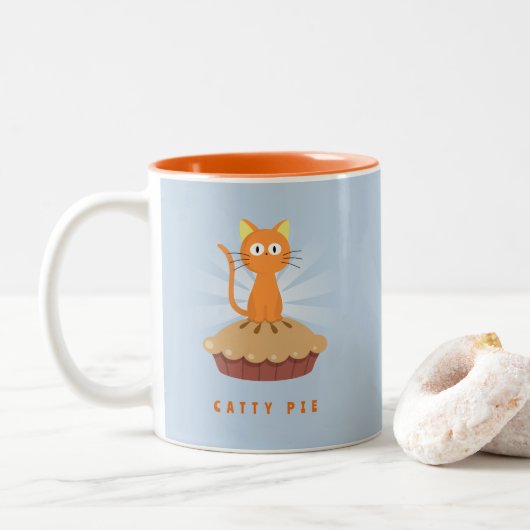 Niedlich Catty Pie Cat Lover Zweifarbige Tasse (Mit Donut)
