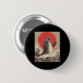 Niedlich Catzilla Cat Japanisch Art Funny Cat Button (Vorne & Hinten)