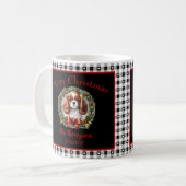 Niedlich Cavalier Charles Dog Name Gingham Weihnac Kaffeetasse (Vorderseite Links)