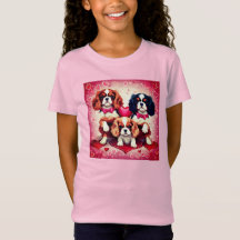 Niedlich Cavalier Heart Puppies Girls T - Shirt