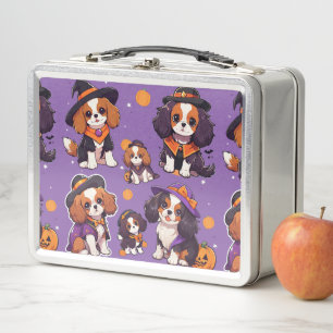 Niedlich Cavalier King Charles halloween-Muster Metall Brotdose