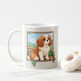 Niedlich Cavalier King Charles Pastel mit Blume Kaffeetasse