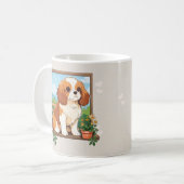 Niedlich Cavalier King Charles Pastel mit Blume Kaffeetasse (Vorderseite Links)