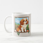 Niedlich Cavalier King Charles Pastel mit Blume Kaffeetasse (Links)