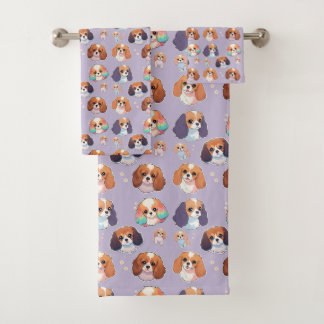 Niedlich Cavalier King Charles Pastel Pattern Badhandtuch Set