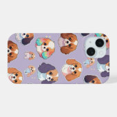 Niedlich Cavalier King Charles Pastel Pattern iPhone 15 Hülle (Rückseite (Horizontal))