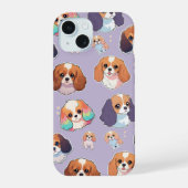 Niedlich Cavalier King Charles Pastel Pattern iPhone 15 Hülle (Rückseite)