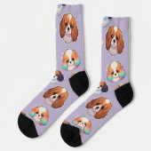 Niedlich Cavalier King Charles Pastel Pattern Socken (Linkes Detail)