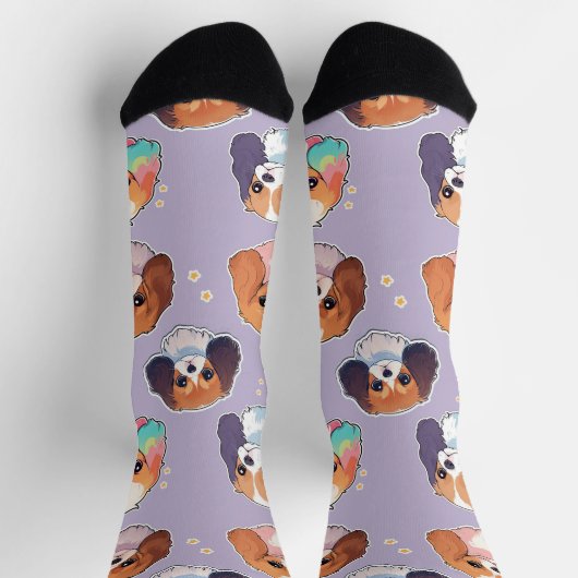 Niedlich Cavalier King Charles Pastel Pattern Socken (Oben)