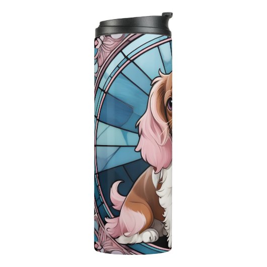 Niedlich Cavalier King Charles Pastel Stettel Glas Thermosbecher (Nach links gedreht)