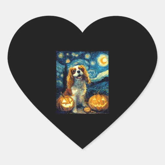 Niedlich Cavalier King Charles Spaniel Dog Hallowe Herz-Aufkleber (Vorderseite)
