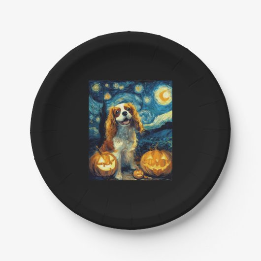 Niedlich Cavalier King Charles Spaniel Dog Hallowe Pappteller (Vorderseite)