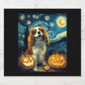 Niedlich Cavalier King Charles Spaniel Dog Hallowe Schaumweinetikett (Einzelnes Label)