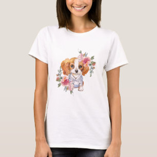 Niedlich Cavalier King Charles Spaniel Dog und Blu T-Shirt