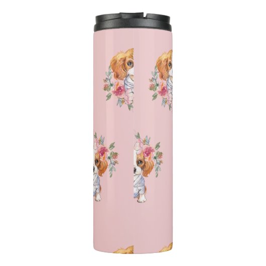 Niedlich Cavalier King Charles Spaniel Dog und Blu Thermosbecher (Rückseite)