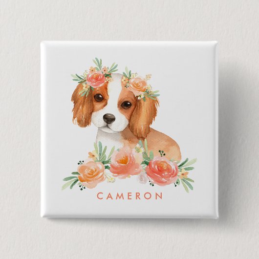 Niedlich Cavalier King Charles Spaniel Orange Flor Button (Vorderseite)