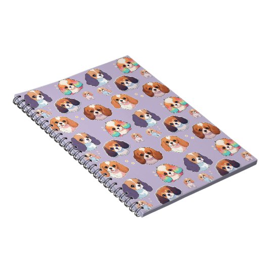 Niedlich Cavalier King Charles Unicorn Pastel Patt Notizblock (Rechte Seite)