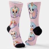 Niedlich Cavalier King Charles Unicorn Pastel Pink Socken (Gewinkelt)