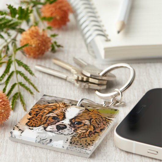 Niedlich Cavalier Puppy Schlüsselanhänger (Vorderseite rechts)