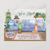 Niedlich Cavapoo Gemütlich Neue Zuhause-Bewegung Ankündigungspostkarte (Vorderseite)