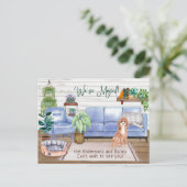 Niedlich Cavapoo Gemütlich Neue Zuhause-Bewegung Ankündigungspostkarte (Stehend Vorderseite)