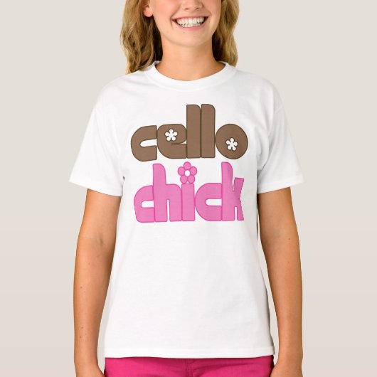 Niedlich Cello Chick T-Shirt (Vorderseite)